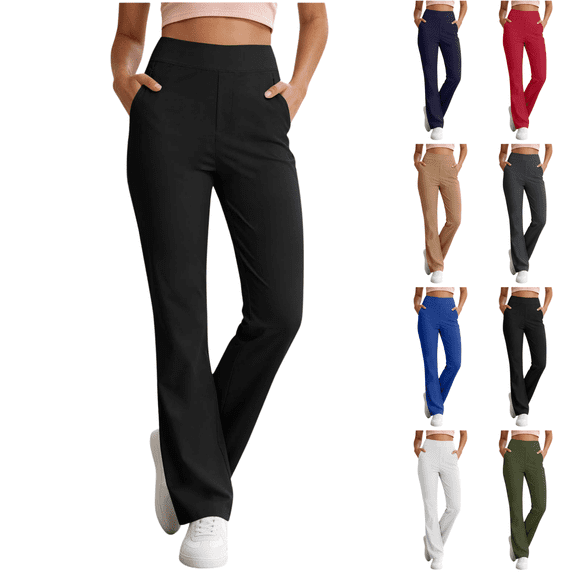 Sunnin Womens High Waisted Bootcut Yoga Pants with Pockets Stretch Workout Trousers