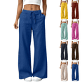 thumbnail image 1 of Sunnin Womens Linen Wide Leg Pants Drawstring Waist Relaxed Casual Pants with Pockets, 1 of 1