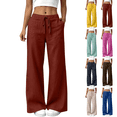thumbnail image 1 of Sunnin Womens Linen Wide Leg Pants Drawstring Waist Relaxed Casual Pants with Pockets, 1 of 9