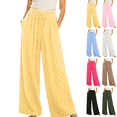 thumbnail image 1 of Sunnin Womens Pleated Wide Leg Pants Polka Dot Drawstring Waist Flowy Vacation Trousers, 1 of 6
