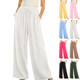 thumbnail image 1 of Sunnin Womens Pleated Wide Leg Pants Polka Dot Drawstring Waist Flowy Vacation Trousers, 1 of 6