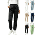 thumbnail image 1 of Sunnin Womens Quilted Puffer Pants Winter Snow Pants Drawstring Elastic Waist Cuffed Ankle Side Pockets Trousers, 1 of 6