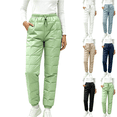 thumbnail image 1 of Sunnin Womens Quilted Puffer Pants Winter Snow Pants Drawstring Elastic Waist Cuffed Ankle Side Pockets Trousers, 1 of 6