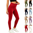 thumbnail image 1 of Sunnin Womens Ribbed Leggings High Waist Button Detail Stretch Winter Thermal Pants, 1 of 5