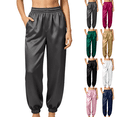 thumbnail image 1 of Sunnin Womens Satin Jogger Pants Elastic Waist Cuffed Ankle Side Pockets Silky Lounge Pajama Sleepwear Trousers, 1 of 9