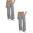 thumbnail image 1 of Sunnin Womens Solid Color High Waist Straight Leg Pants with Pockets 2 Pack Front Seam Casual Trousers, 1 of 7