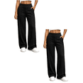 thumbnail image 1 of Sunnin Womens Solid Color High Waist Straight Leg Pants with Pockets 2 Pack Front Seam Casual Pants for Women, 1 of 7