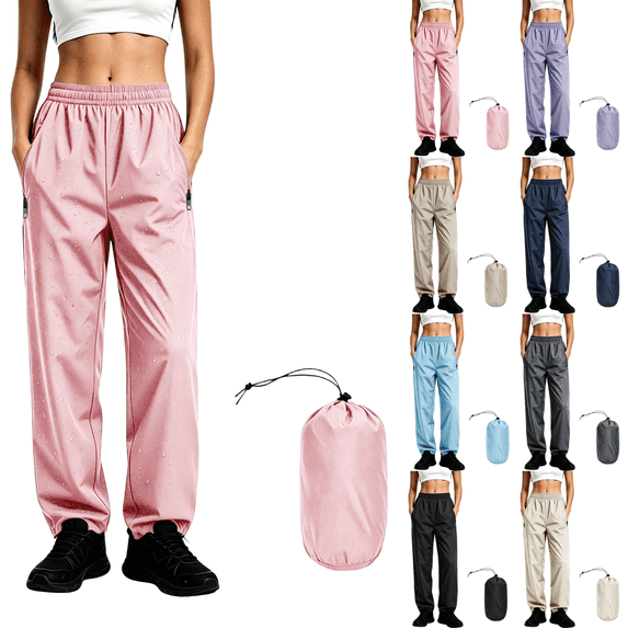Sunnin Womens Water Repellent Hiking Pants Quick Dry Packable Zippered Pockets Elastic Waist Outdoor Trousers