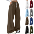 thumbnail image 1 of Sunnin Womens Wide Leg Sweatpants Contrast Drawstring Front Seams Side Pockets Relaxed Casual Lounge Trousers, 1 of 7