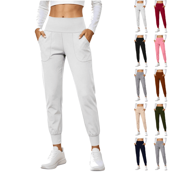 Sunnin Womens Yoga Joggers with Pockets High Waist Tapered Athletic Leggings Pants