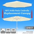 thumbnail image 1 of Sunny 10' Umbrella Canopy Top Cover Patio Replacement Top Cover 8 Ribs Outdoor Sunshade (Off white), 1 of 10