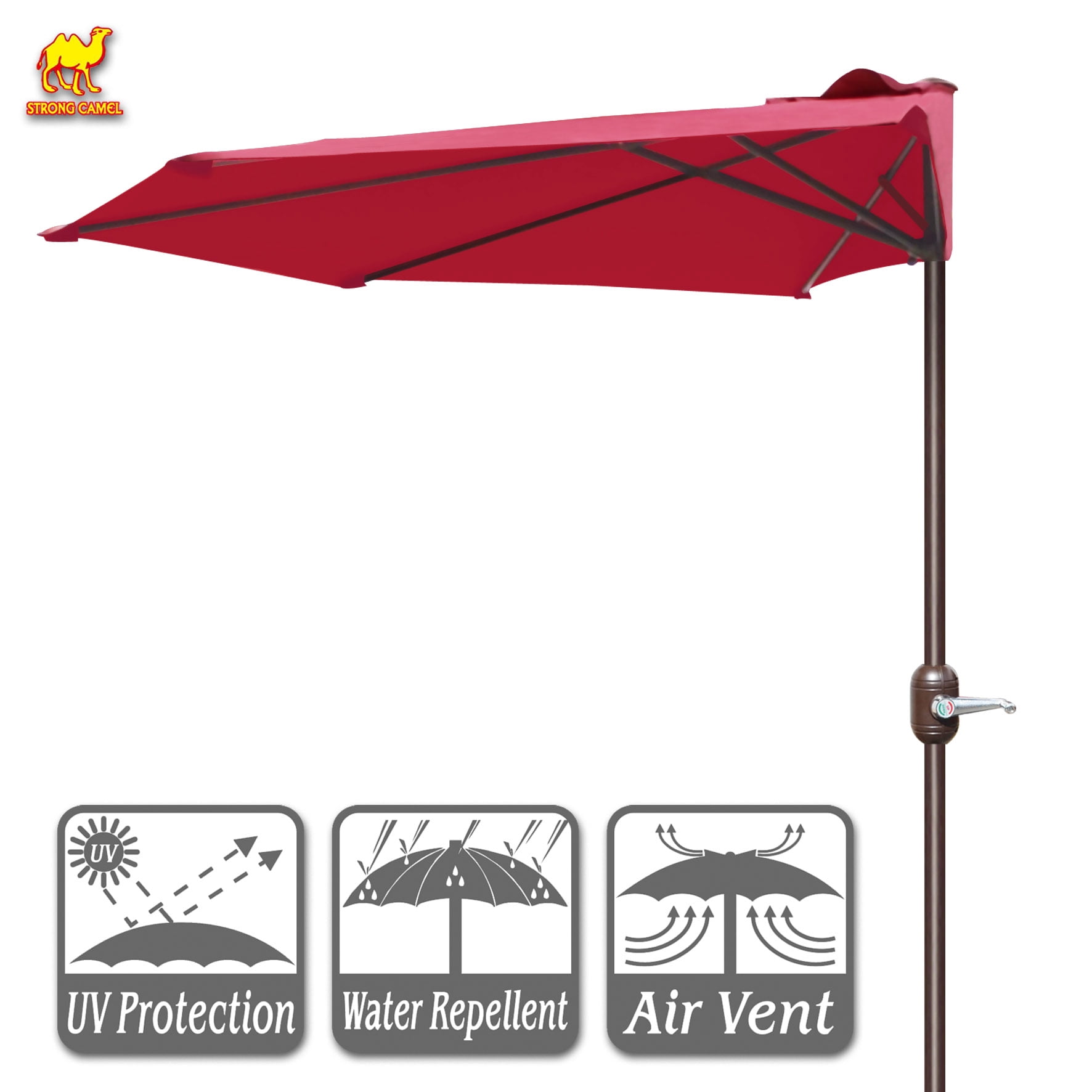 STRONG CAMEL Wall Balcony Window 9' Patio Half Umbrella Sunshade Outdoor
