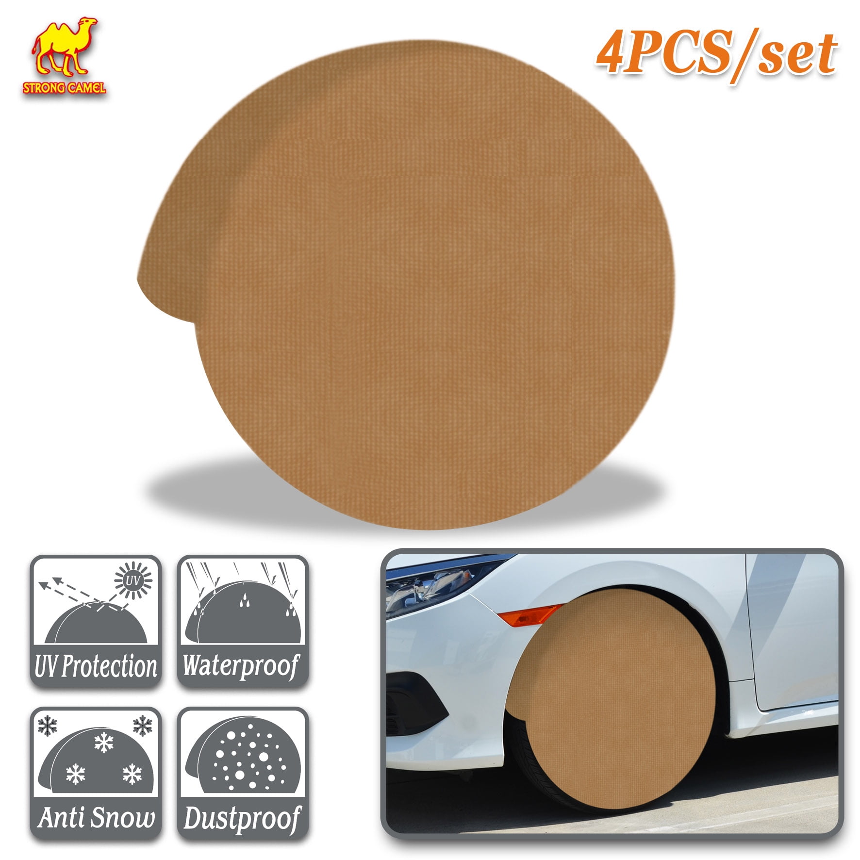 Sunny Wheel Tire Covers Taupe, Waterproof, UV Protection, Dust, Various Sizes, (24''-35''), 4-Pack