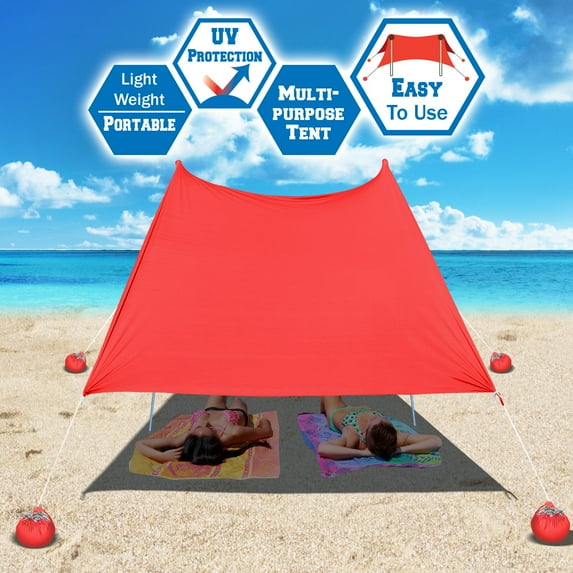 Sunny Easy Set Up 7' x 7' Beach Tent, Red