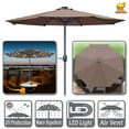 thumbnail image 1 of Sunny 9' Aluminum Solar Powered Patio Umbrella 24 LED Light Parasol Sunshade with Crank (Taupe), 1 of 11