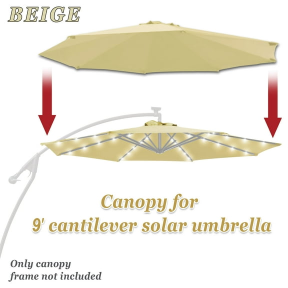 Sunny 9ft- 8rib Umbrella Top Cover Canopy Patio Replacement Canopy Outdoor (Beige)