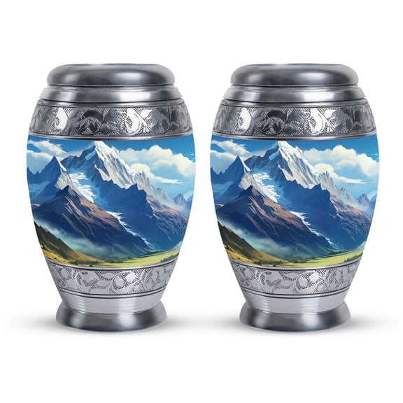 Sunny Alpine Meadows Urns For Ashes, Keepsake Urn For Ashes Adult Male, Miniature Urn 3 Inch, Cremation Urns For Women, Urns For Men, Burial Urns For Adult Human Ashes, Golden Gate Mini Metal Urn 2PCS