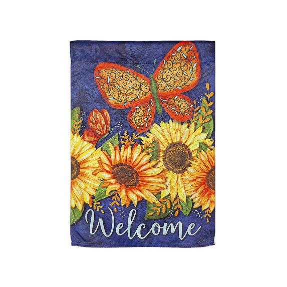 Evergreen Sunny Autumn Garden Suede Flag
