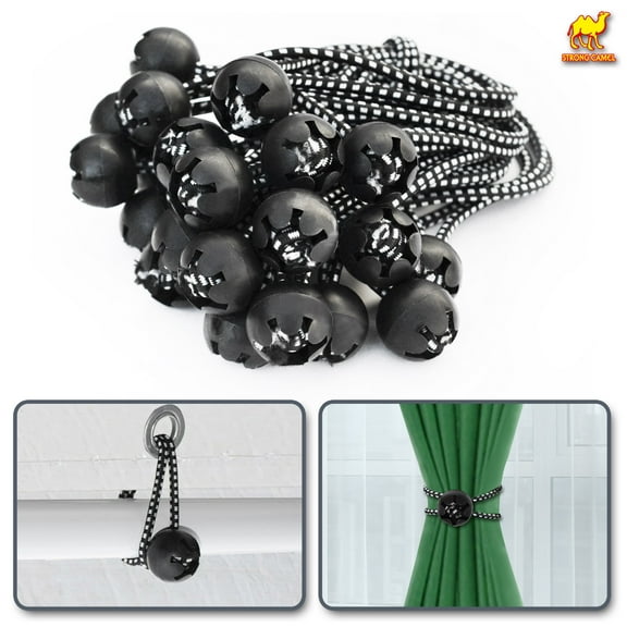 Sunny Ball Bungees Cord Tarp Party Tent Tie Downs Bungee Canopy Gazebo Straps (6", 26PCS, Black/White)