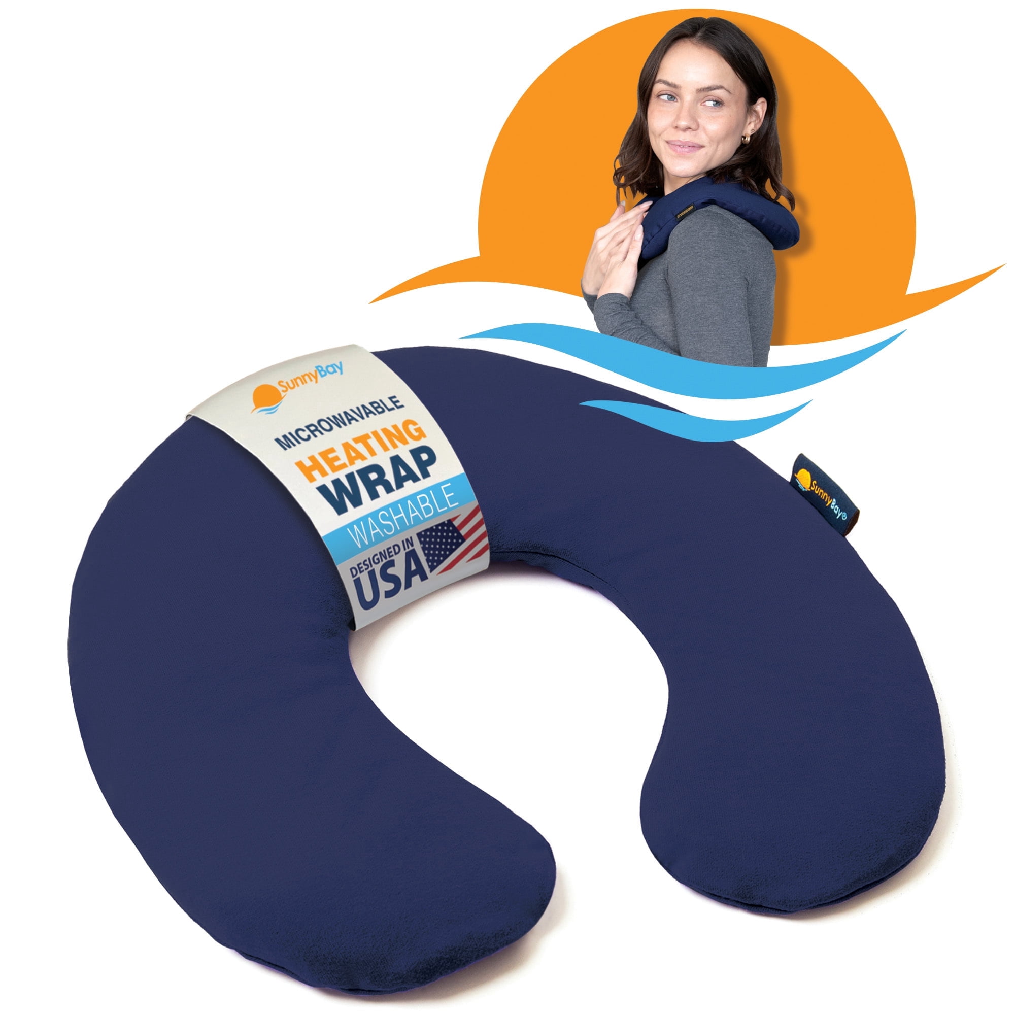 Sunnybay Moist Heat Therapy Microwave Heating Pad, Unscented Neck Pillow with Washable Cotton Cover, Blue