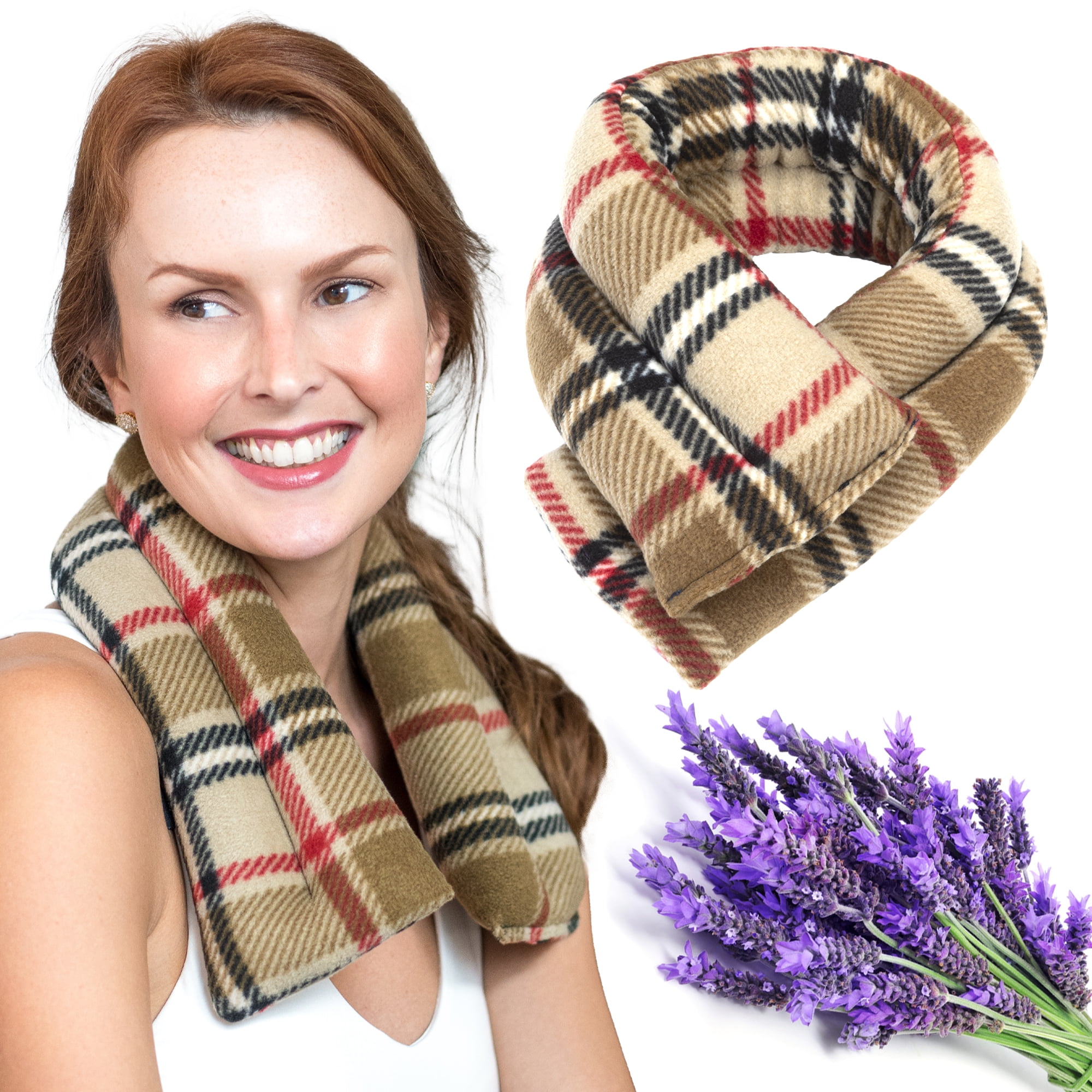 Lavenderscented Microwavable Neck Heating Wrap with Flax Seeds, 26"x5