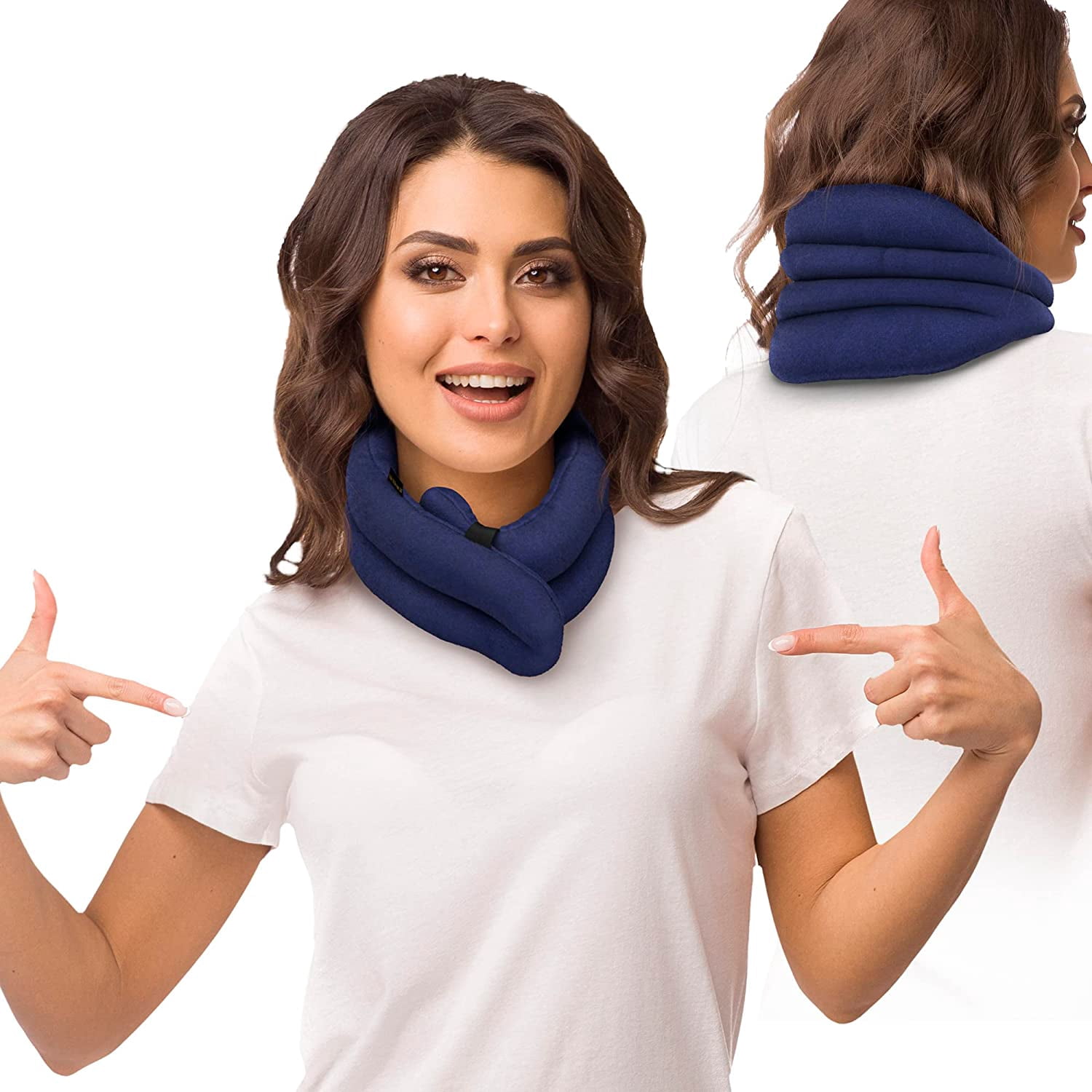 Sunny Bay Microwave Heating Pad, Microwavable Heated Neck and Shoulder Wrap, Hands-Free Weighted Moist Hot or Cool Pack, Soft Fleece Cover and Flaxseed Filling, 26 Inch Length, Blue