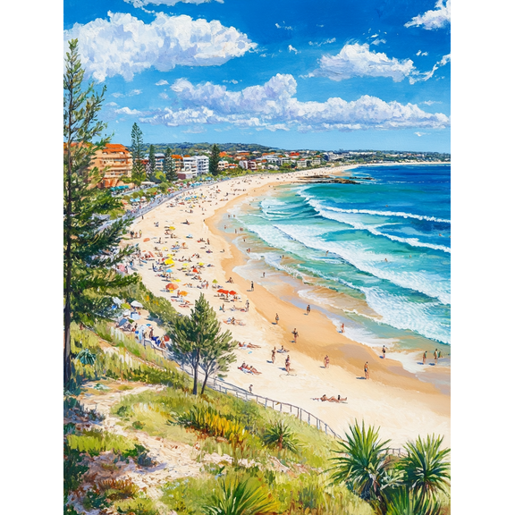 Sunny Beach Coastal Scene Canvas Print/Wall Art Perfect for Living Room Bedroom Bathroom Office and Hotel Decoration.