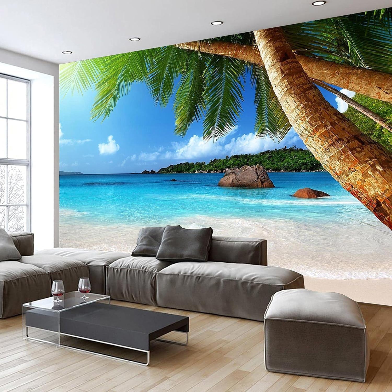 Sunny Beach Wall Wallpaper, Tropical Ocean Self-Adhesive High ...