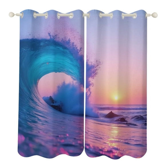 Sunny Beach Wave Sunset Luxury Window Curtains Blinds for Living Room Kids Bedroom Bathroom Kicthen Door Home Decor 2 Panels
