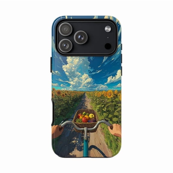 Sunny Bicycle Ride Through Sunflower Field Case for iPhone 17 16 15 14 13 12 11 Pro Max