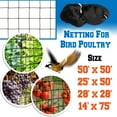 thumbnail image 1 of Sunny Bird Netting Net For Bird Poultry Avaiary Game Pens Black Mesh-50' X 50', 1 of 7