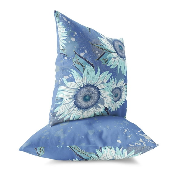 Sunny Blooms Throw Pillow in Blue 16x16