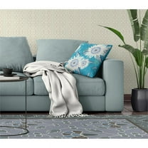 Sunny Blooms Throw Pillow with Removable Cover in Aqua 16x16