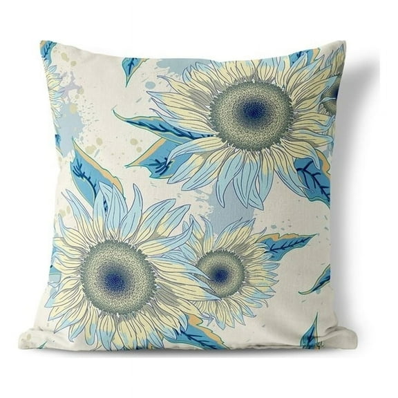 Sunny Blooms Throw Pillow with Removable Cover in Blue 16x16