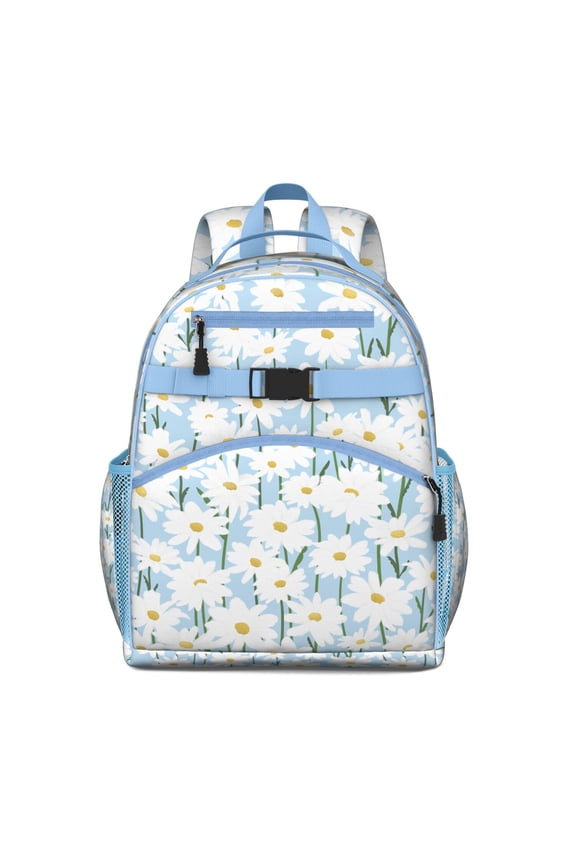Sunny Boho Daisy School Backpack for Student Lightweight Travel Backpack with Padded Shoulder Straps Chest Strap and Easy Grip Zipper Perfect for Daily Use
