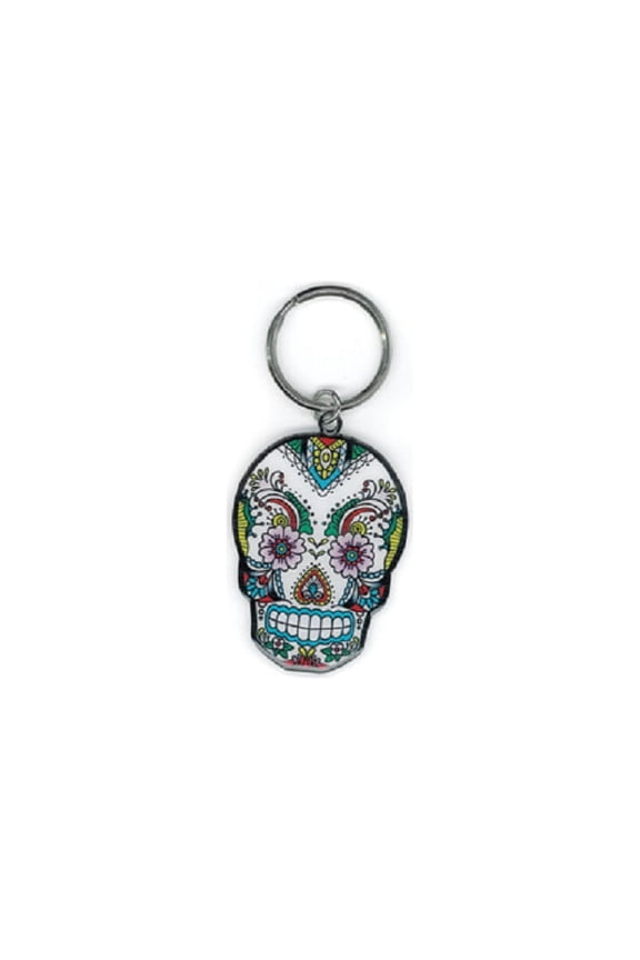 Sunny Buick - Lacy, Edgy, Day of the Dead Design - Lace Sugar Skull - Great Metal Keychain - 1.75" x 2.5"