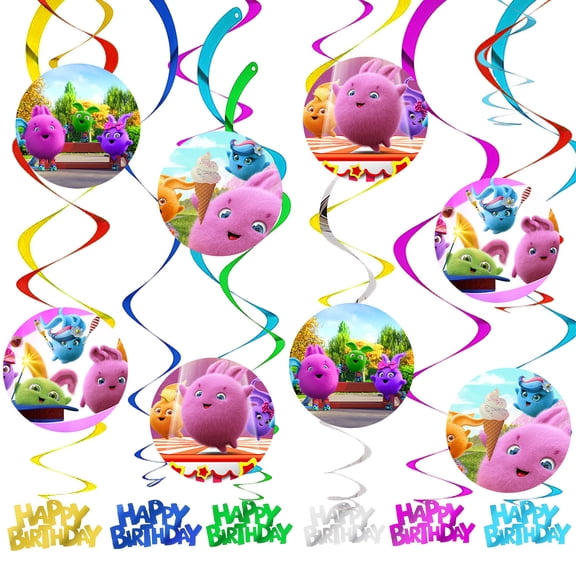 Sunny Bunnies Party Decorations Hanging Swirl Sign Whirls Birthday Streamer Ceiling Decor Supplies 14 pcs