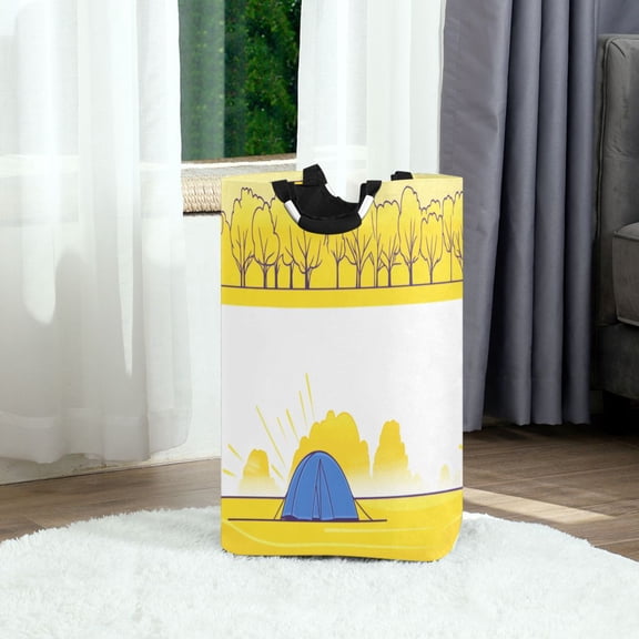 Sunny Campsite Foldable Laundry Hamper 12.6x11x22.7in with Handles for Bathroom Bedroom Storage