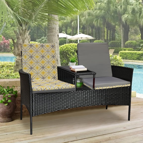 Sunny Citrus Outdoor Geometric Flower Printed High Back Cushion 22 x 44 in Multi