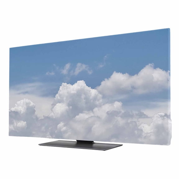 Sunny Clouds TV Dust Cover 24 Inch, White Gradient Sky Computer Monitor Cover Dustproof Stretchable Indoor TV Screen Protector for LED LCD Universal Monitors