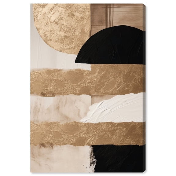Sunny Cloudy Gold Brown Earthy Abstract Canvas Wall Art by Art Remedy, Gallery Wrapped, 36"x54"