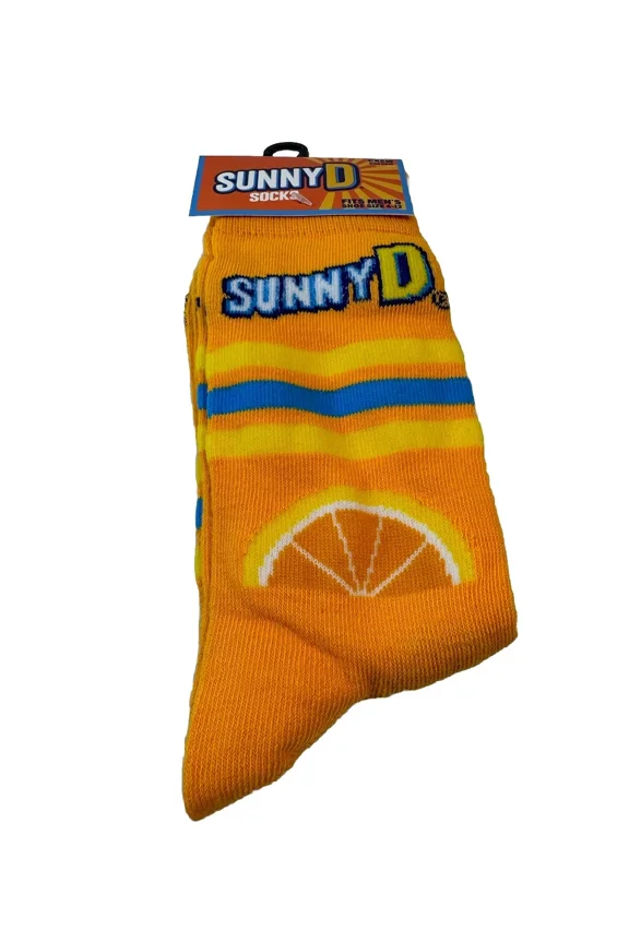 Sunny D Orange Adult Men's Novelty Crew Socks Size 6-12
