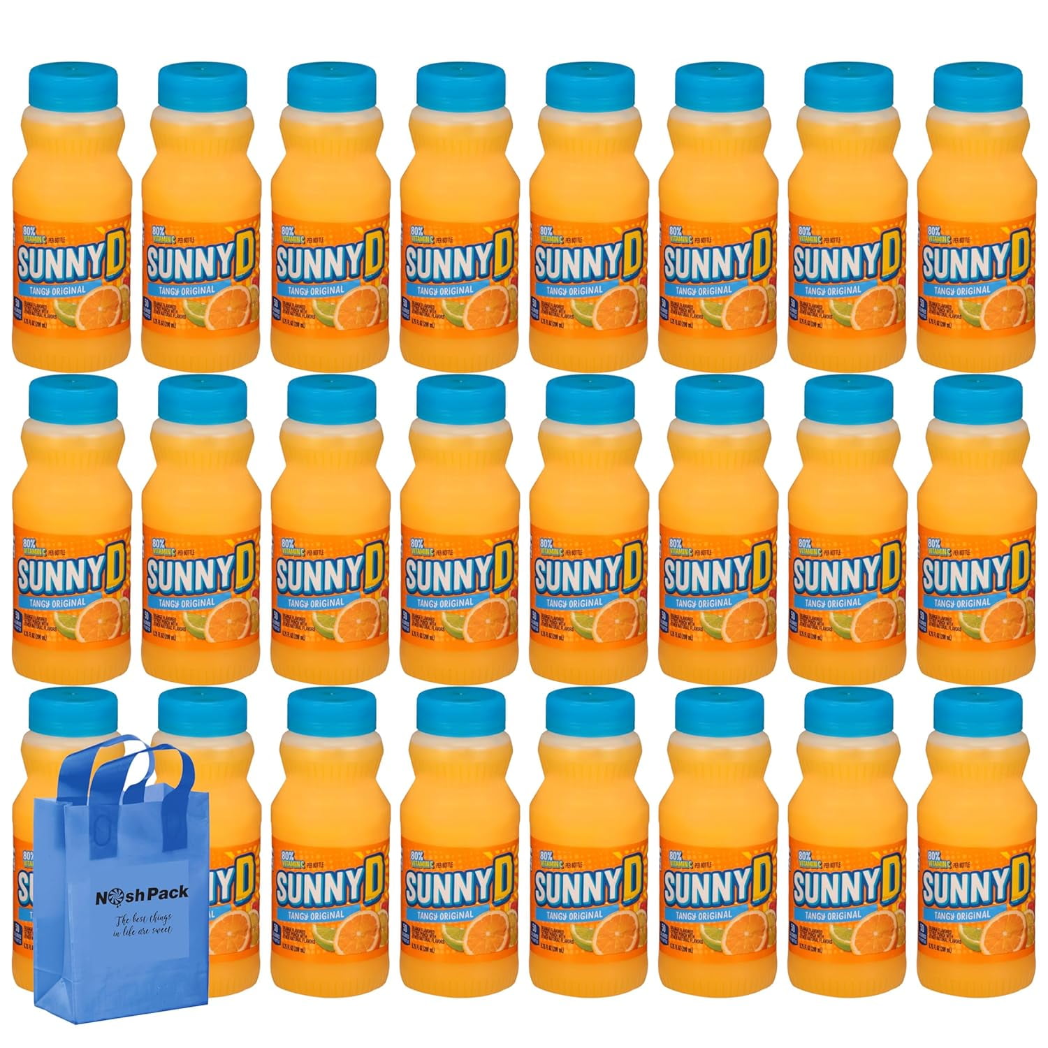 Sunny D Orange Juice Delight, Tangy Orange Flavored Citrus Punch Drink, 6.75 oz Individual