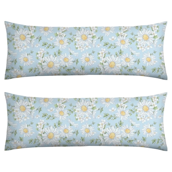Sunny Daisy Body Pillow Cover 20x54 - Full-Length Support Case with Hidden Zipper - Retro Daisy Graphic - Soft & Machine Washable