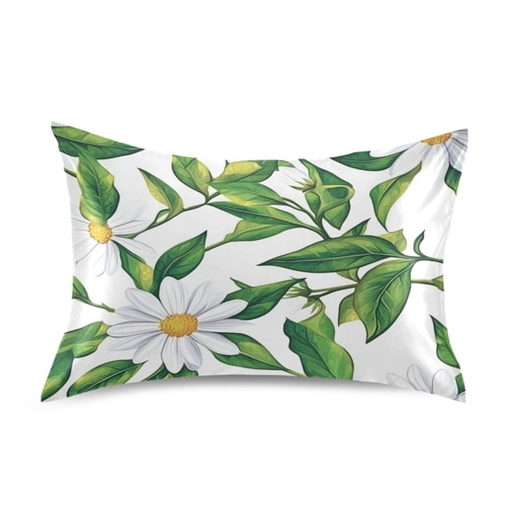 Sunny Daisy Pattern Queen Size Pillowcase Silky Smooth Finish Anti Wrinkle Design Easy Envelope Closure 20x30in