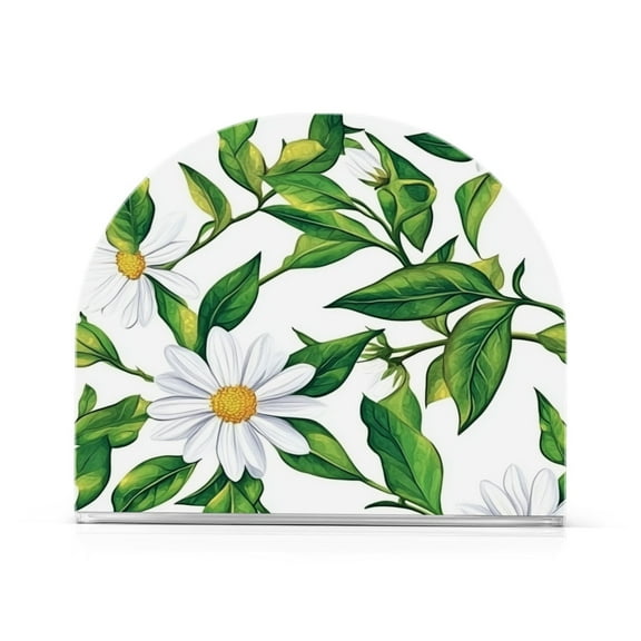 Sunny Daisy Pattern Thick U Shape Acrylic Napkin Holder Non Slip Space Saving for Kitchen
