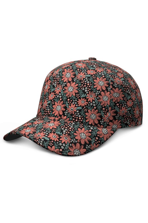 Sunny Daisy Print Baseball Cap – Boho Floral Dad Hat with Retro Yellow Bloom, Adjustable Washed Cap, Perfect for Spring and Autumn Outdoors