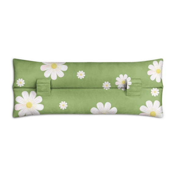 Sunny Daisy Print Mastectomy Pillow for Car - Retro Floral Post Heart Surgery Cushion - Skin-Friendly Soft Material with Double Straps