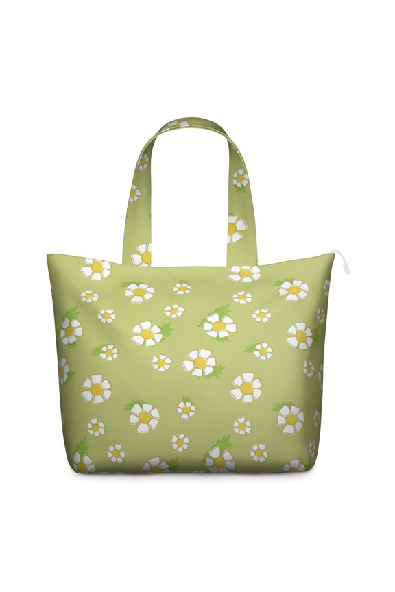 Sunny Daisy Print Weekender Bag - Large Capacity Carry-On Tote for Women with Durable Handles & Zipper Closure, Boho Chic Design