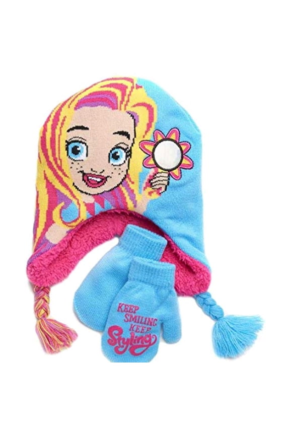 Sunny Day Doll Girls Beanie Winter Cold Weather Hat Mitten Set